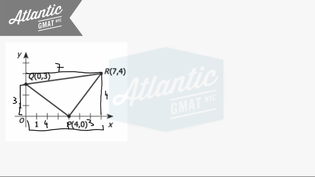 in the rectangular coordinate system above, the area of triangular region pqr is