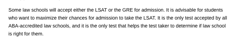 GRE vs LSAT image from LSAC page