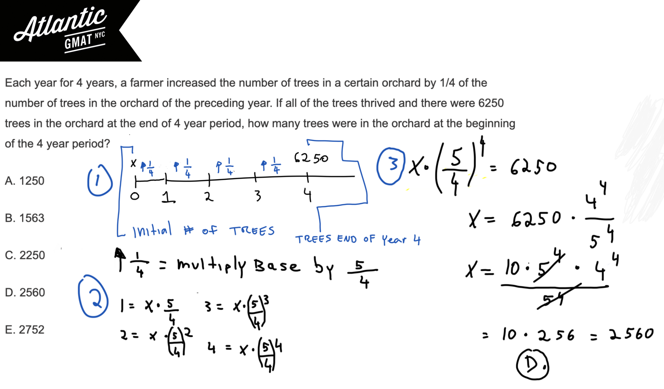 each year for 4 years, a farmer increased the number of trees in a certain orchard gmat explanation complete diagram