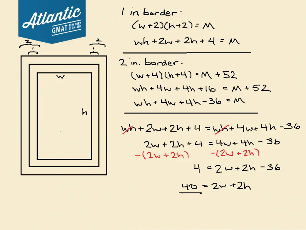 a rectangular photograph is surrounded by a border that is 1 inch wide on each side.