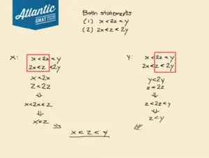 if x, y and z are positive numbers, is z between x and y