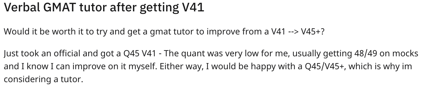 GMAT Verbal Tutor Reddit Post