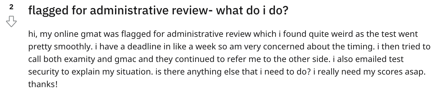 GMAT Flagged for Administrative Review Reddit Post