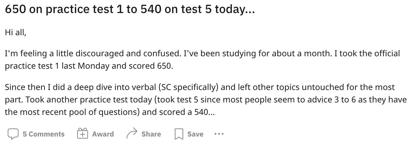 GMAT Score Decrease